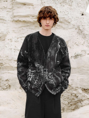 Men's jacquard knit cardigan