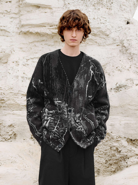 Men's jacquard knit cardigan