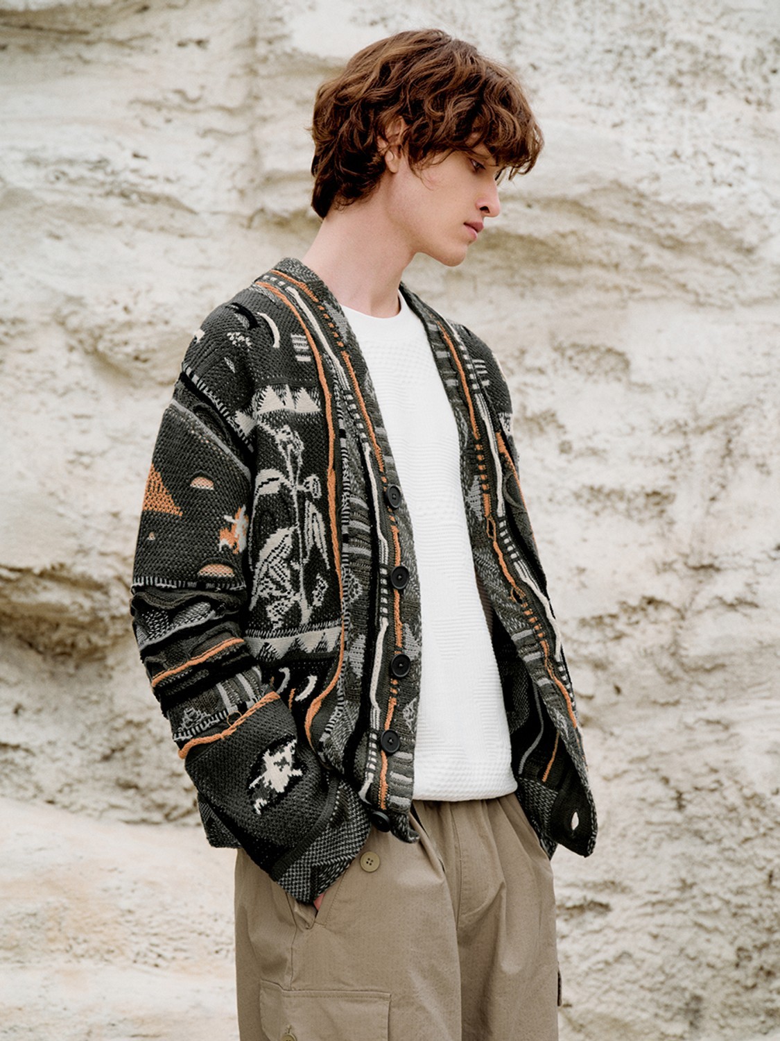 Men's jacquard knit cardigan