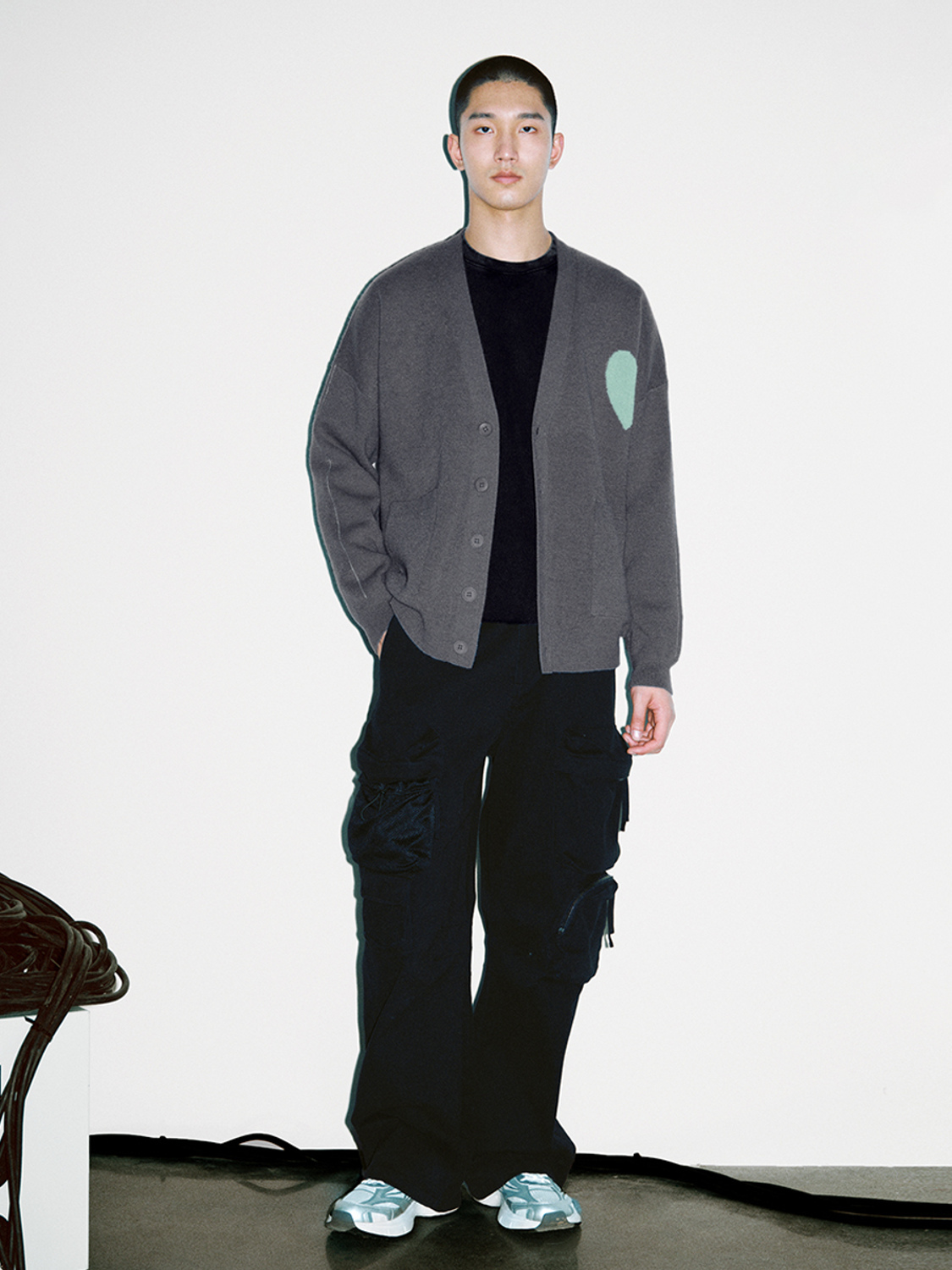 Men's jacquard knit cardigan