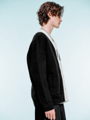 Men's color contrast knit cardigan