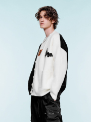 Men's color contrast knit cardigan