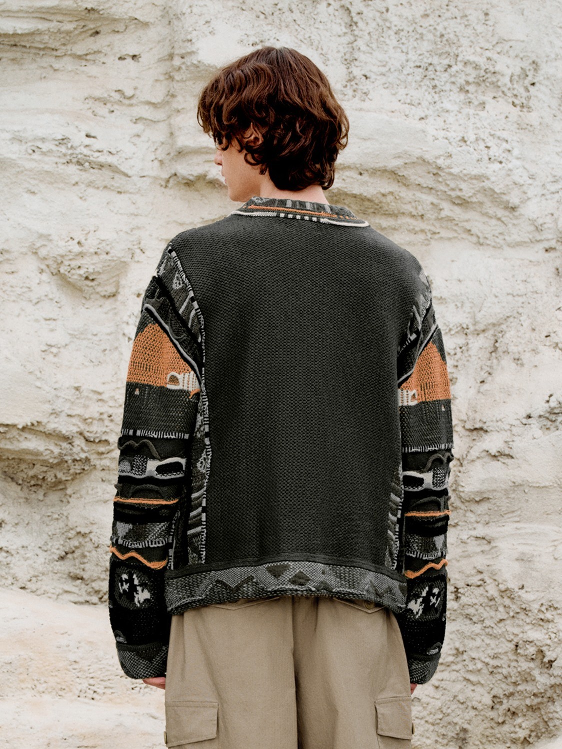 Men's jacquard knit cardigan