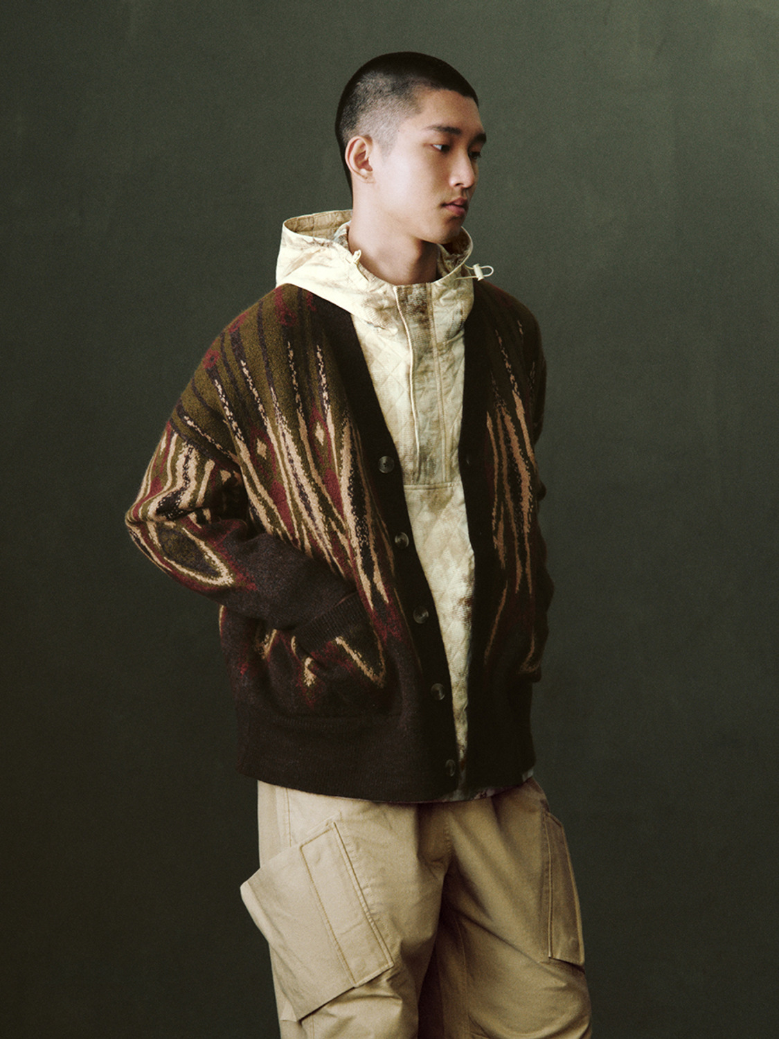 Men's jacquard knit cardigan
