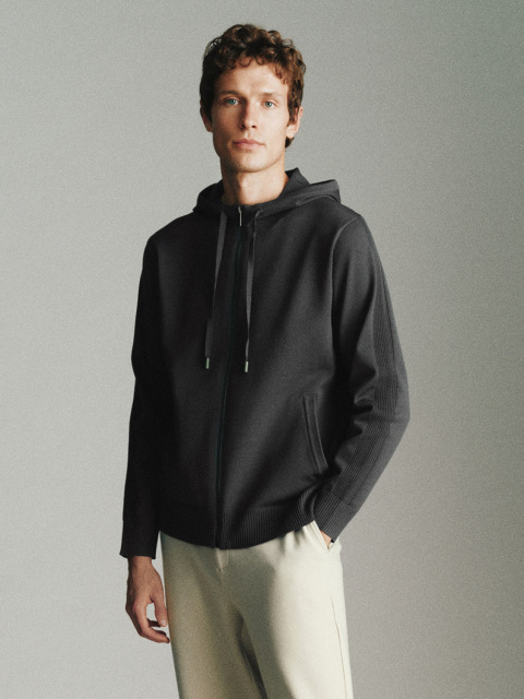 Men's hooded knit coat