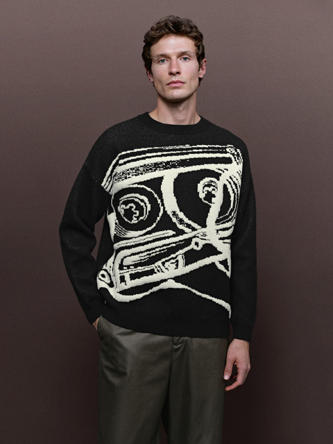 Men's crew-neck jacquard sweater
