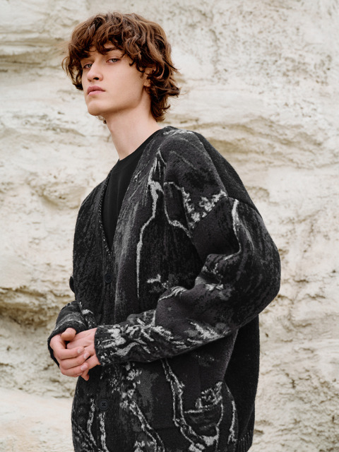 Men's jacquard knit cardigan