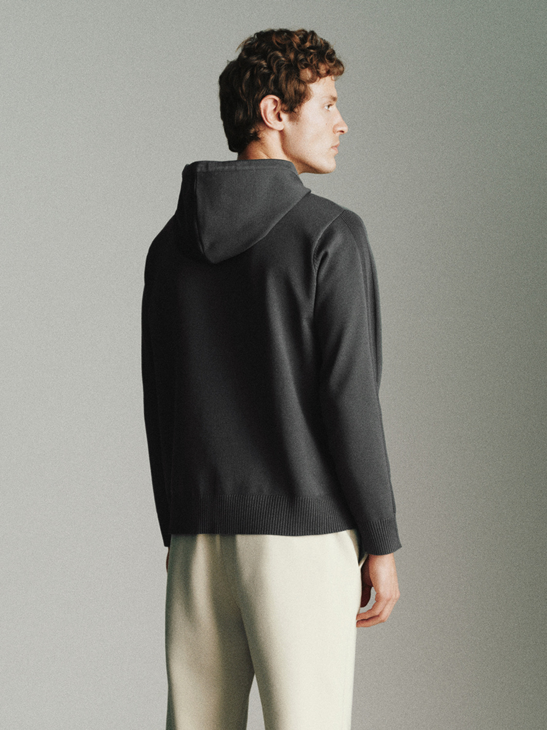 Men's hooded knit coat