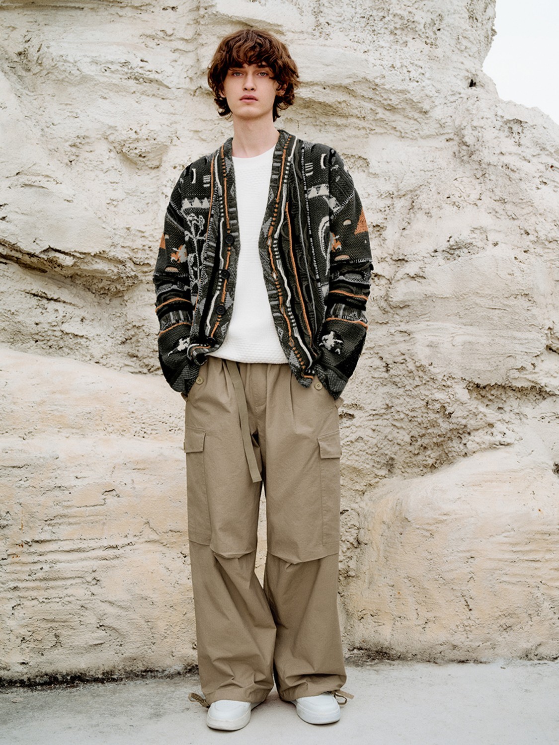 Men's jacquard knit cardigan