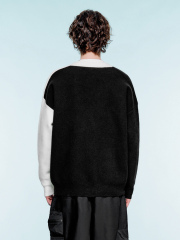 Men's color contrast knit cardigan