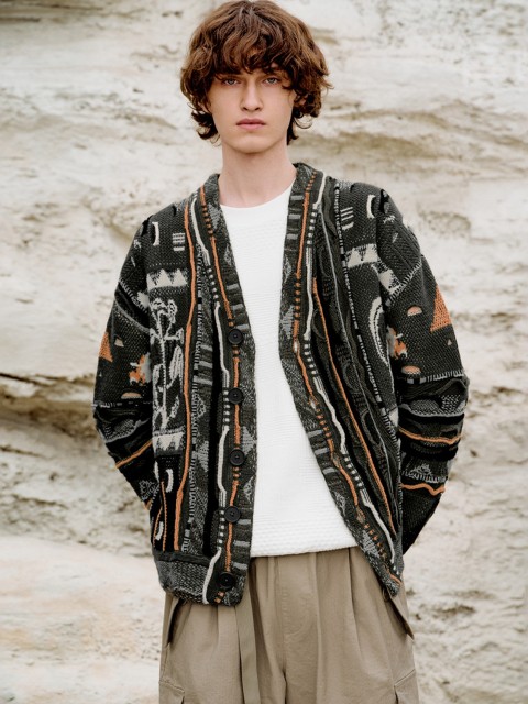 Men's jacquard knit cardigan