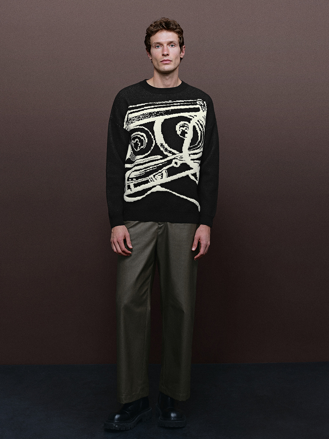 Men's crew-neck jacquard sweater