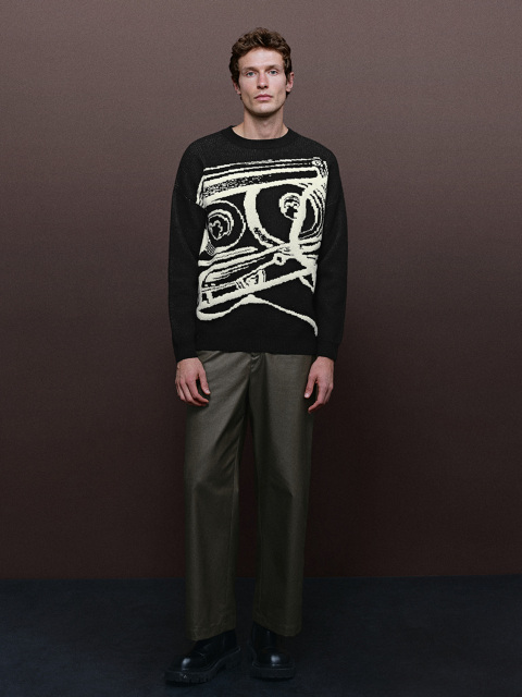 Men's crew-neck jacquard sweater