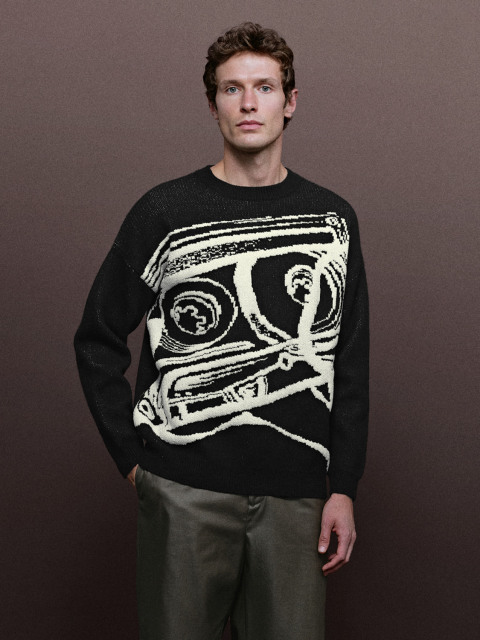 Men's crew-neck jacquard sweater