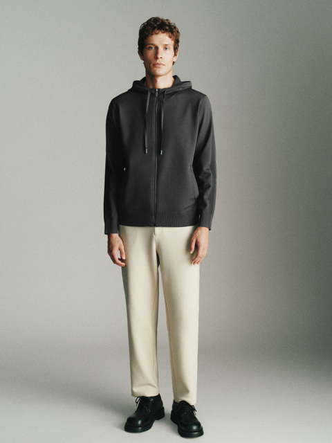 Men's hooded knit coat