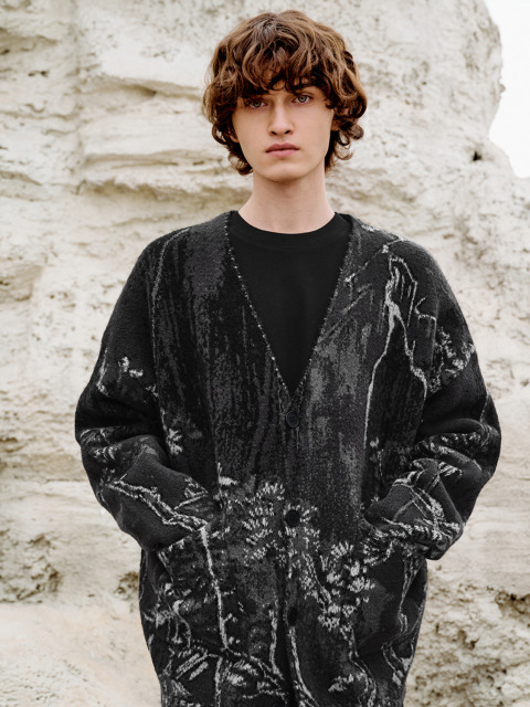 Men's jacquard knit cardigan