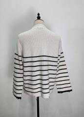 Crew-neck ripple long-sleeved knitting