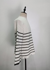 Crew-neck ripple long-sleeved knitting