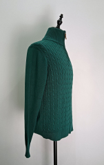 ODM Green long sleeve knitting mens quarter zip sweater