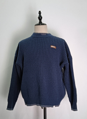 Plaid long sleeve dark blue knit