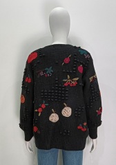 Black embroidered long sleeve knitting