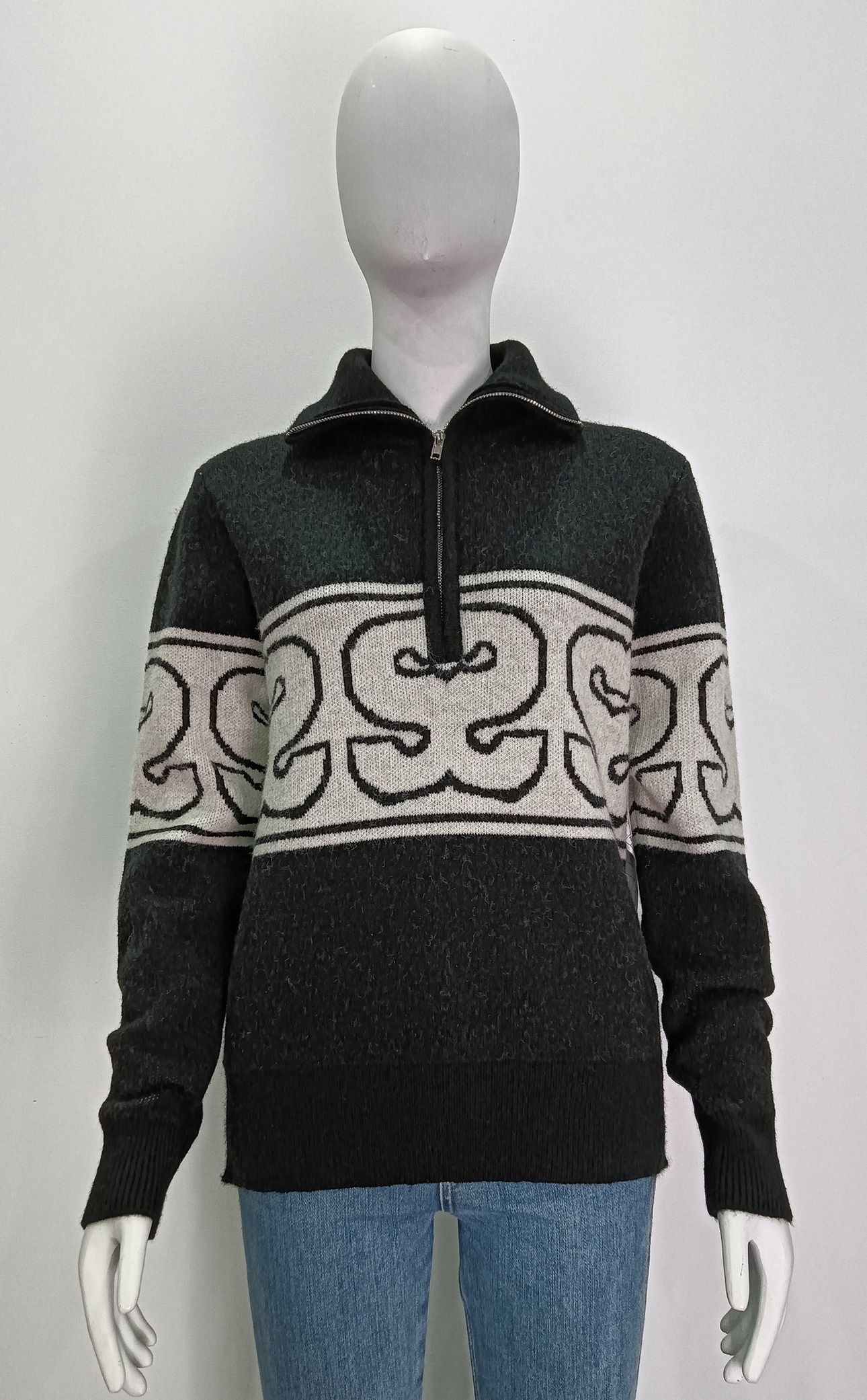 Customizable Octopus Zipper Long Sleeve Knit Shirt