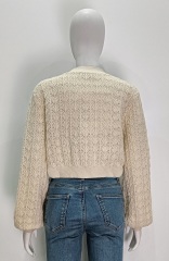Beige embroidered long sleeve knitting
