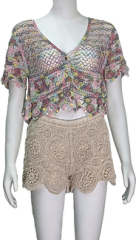 V-neck short-sleeved cardigan