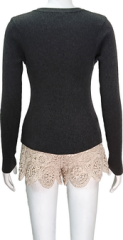 Square Neck Knit Long Sleeve pollover sweater