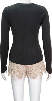 Square Neck Knit Long Sleeve pollover sweater