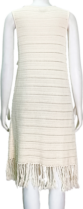 White sleeveless knitted cardigan dress