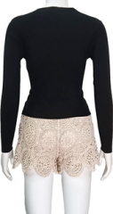 V-neck long sleeves pollover sweater