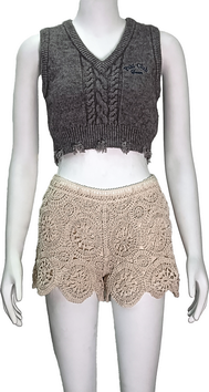 Supply V-neck sleeveless short knitted vest