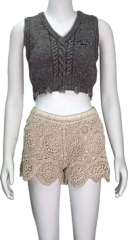 Supply V-neck sleeveless short knitted vest