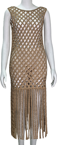 ODM Round neck sleeveless open back crochet dress