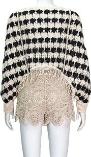 Crew Neck Long Sleeve Loose Crochet Top