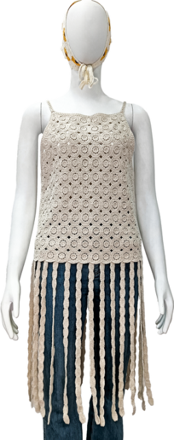 Fringed cutout crochet vest