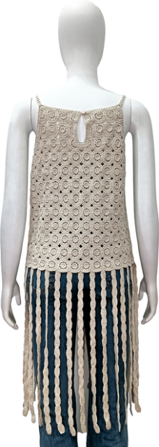 Fringed cutout crochet vest