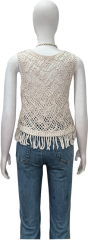 Crew neck hand-woven hollow woven vest