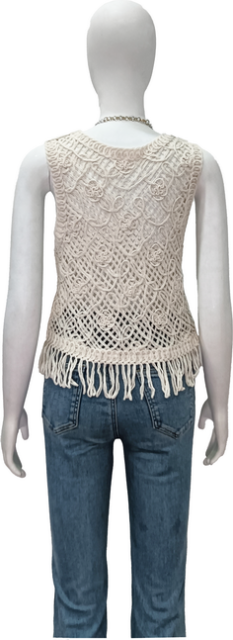 Crew neck hand-woven hollow woven vest
