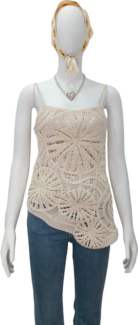 Camisole style crocheted irregular hem vest