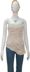 Camisole style crocheted irregular hem vest