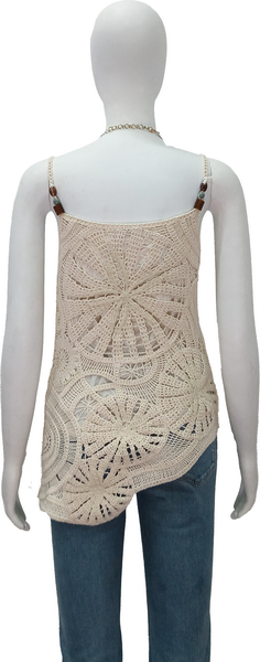 Camisole style crocheted irregular hem vest