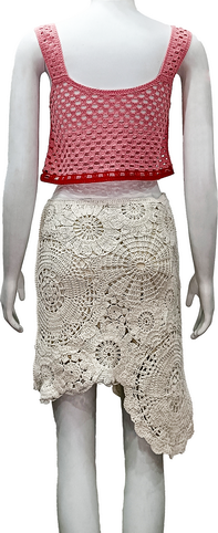 ODM Pink Crochet Hollow Crochet Vest