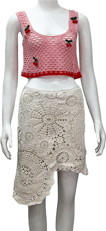 ODM Pink Crochet Hollow Crochet Vest