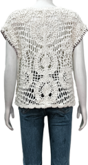 Crew Neck Short Sleeve Crochet Top