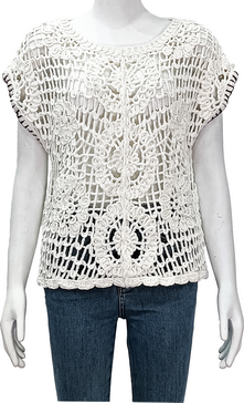 Crew Neck Short Sleeve Crochet Top