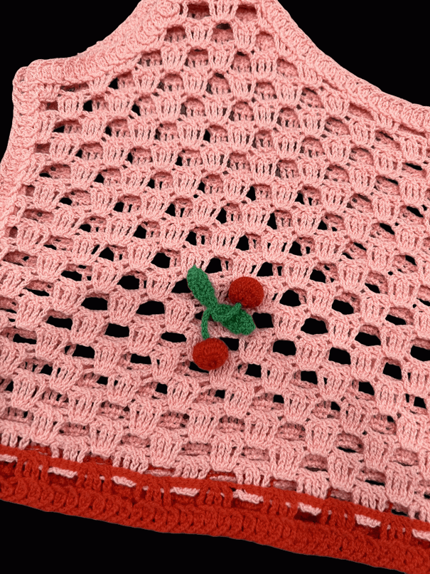 ODM Pink Crochet Hollow Crochet Vest