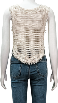 crew neck sleeveless embroidered vest
