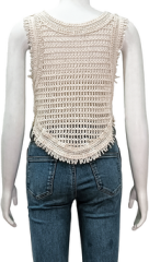 crew neck sleeveless embroidered vest